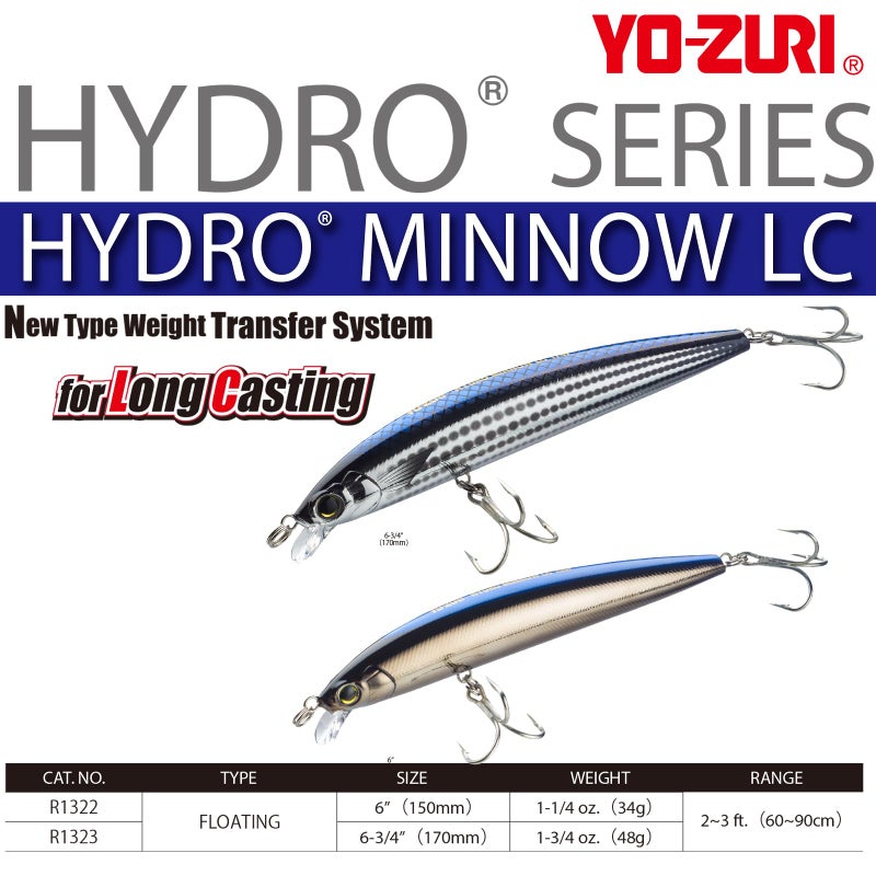 DUEL Yo-Zuri Hydro Minnow LC, Floating, 6 Inch, 150mm, Pearl Chartreuse - Image 2
